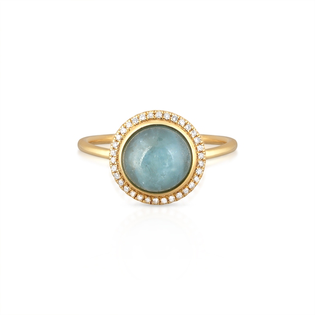 Pierścionek złoty z akwamarynem