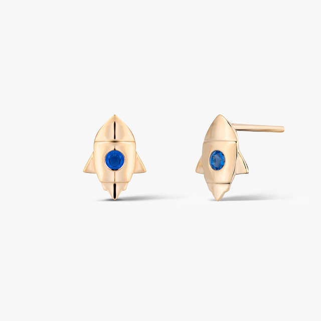 Kolczyki złote z motywem rakiety