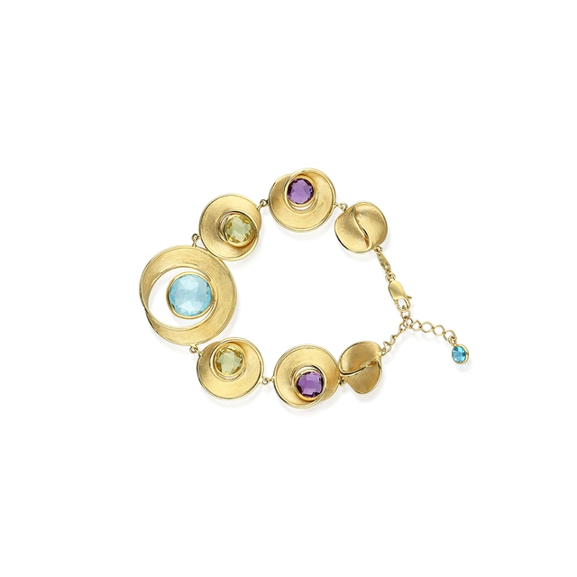 Bransoleta złota z naturalnymi kamieniami