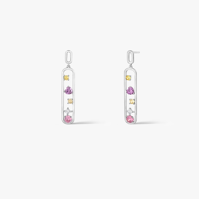 Kolczyki srebrne z kolorowymi cyrkoniami