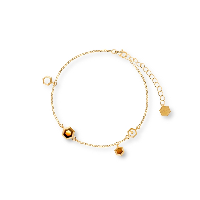 Bransoleta srebrna z bursztynem Miodowa