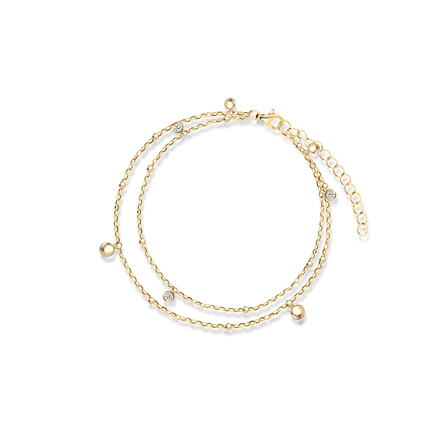 Bransoletka srebrna pozłacana z cyrkoniami i kulkami