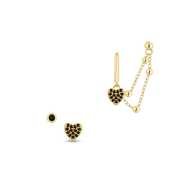 Kolczyki srebrne asymetryczne z czarnymi cyrkoniami