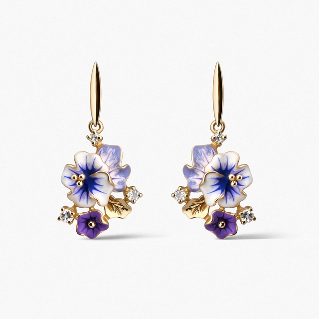 Kolczyki złote Kwiaty Nocy Bratki