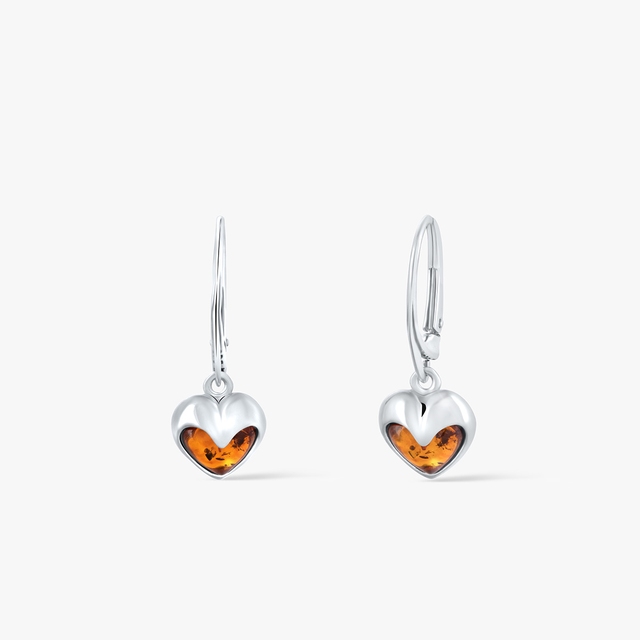 Kolczyki srebrne z bursztynem