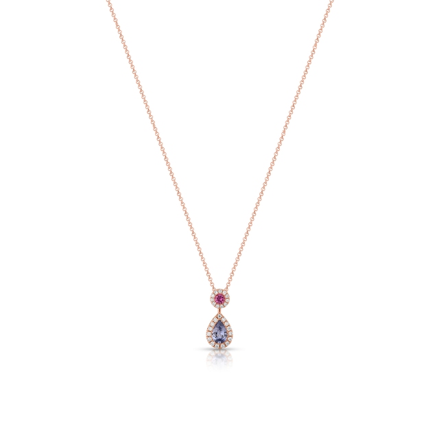 Naszyjnik złoty z brylantami i szafirami