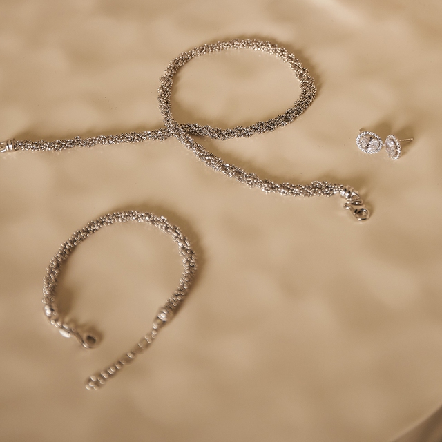 Bransoleta srebrna splot popcorn