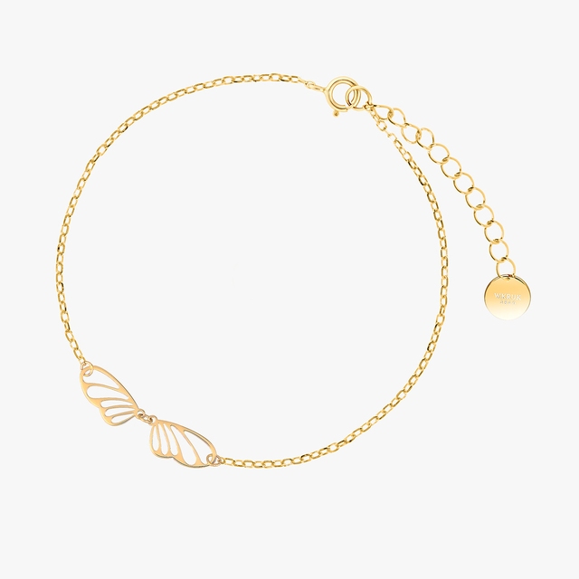 Bransoleta srebrna pozłacana z ażurowym motylem