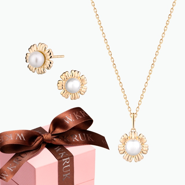 KOMPLET PERŁOWY KWIAT