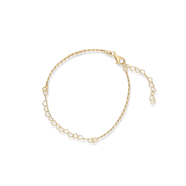 Bransoleta srebrna złocona z serduszkami