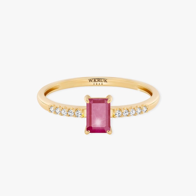 Pierścionek złoty z rubinem TRIO
