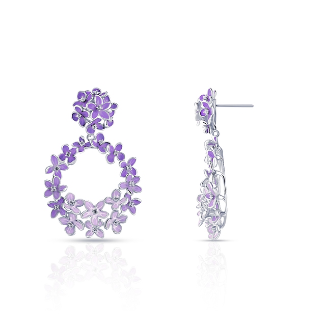 Kolczyki srebrne Kwiaty Nocy Fioletowy Bez