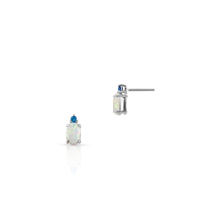 Kolczyki srebrne z opalami i cyrkoniami