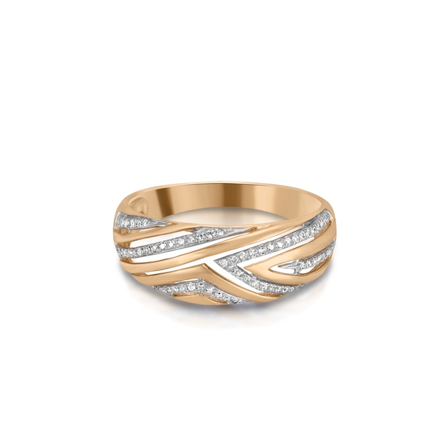 Pierścionek złoty bicolor z diamentami