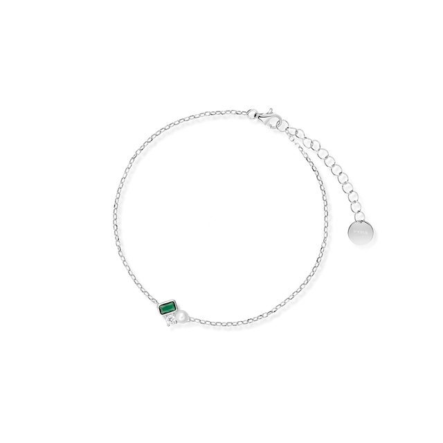 Bransoleta srebrna z perłą i cyrkoniami