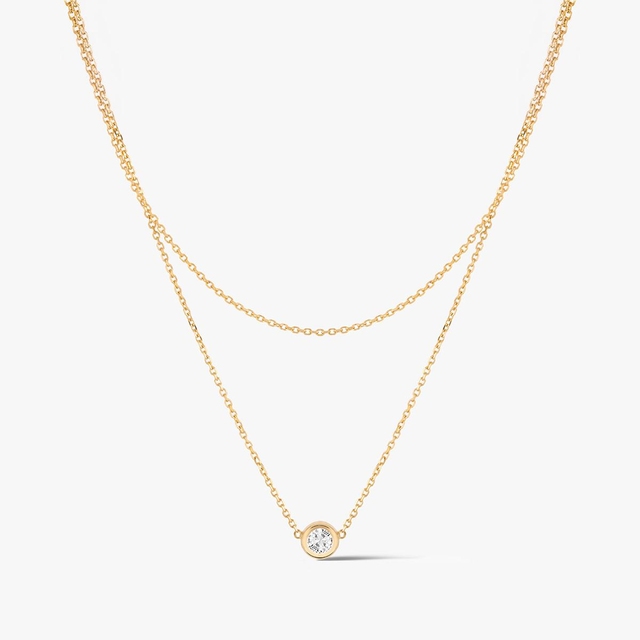 Naszyjnik złoty kaskadowy z cyrkonią