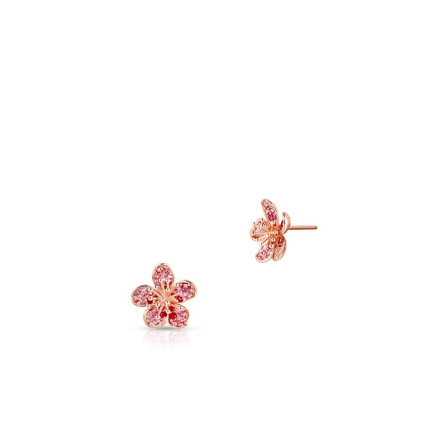 Kolczyki różowe złoto Kwiaty Nocy