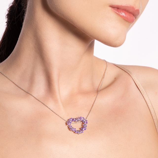 Wisiorek srebrny Kwiaty Nocy Fioletowy Bez