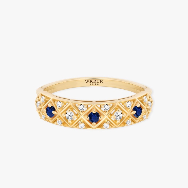 Pierścionek złoty z szafirami TRIO
