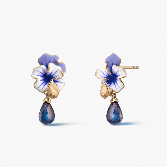 Kolczyki złote Kwiaty Nocy Bratki