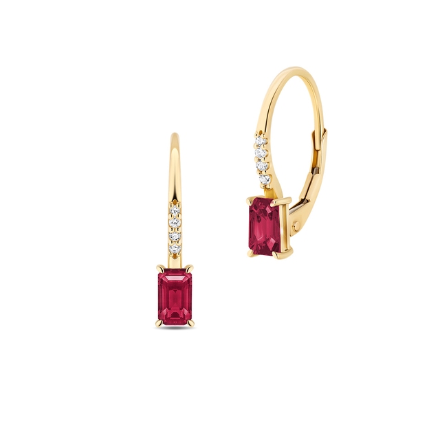 Kolczyki złote z rubinem Trio