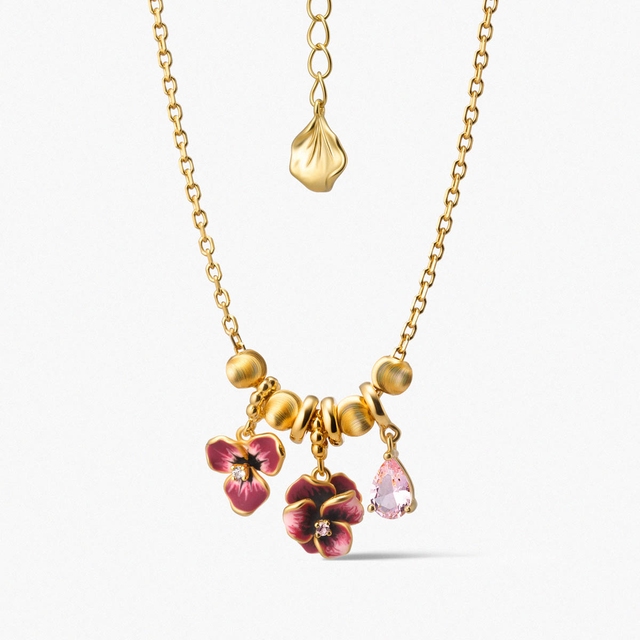 Naszyjnik srebrny Kwiaty Nocy Bratki