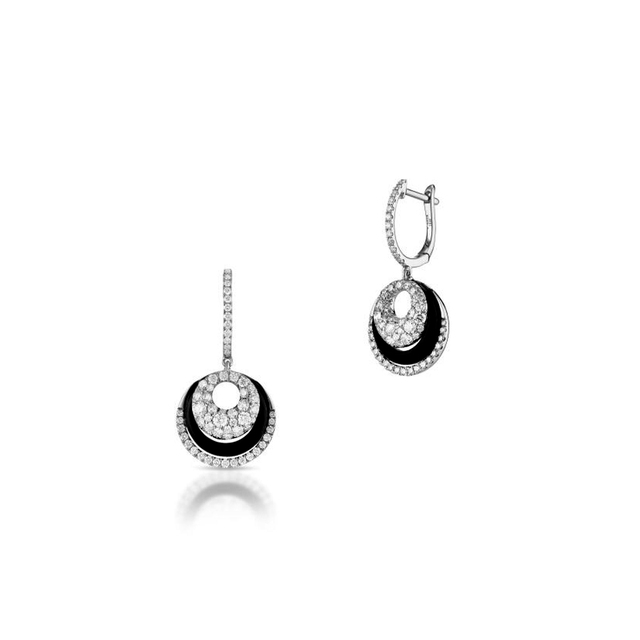 Kolczyki białe złoto z onyksami i brylantami