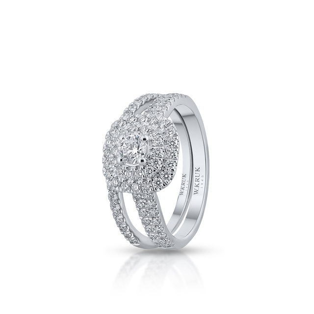 Pierścionek białe złoto z brylantami