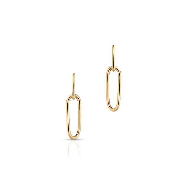 Kolczyki złote długie paper clip