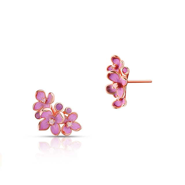Kolczyki srebrne Kwiaty Nocy Różowy Bez