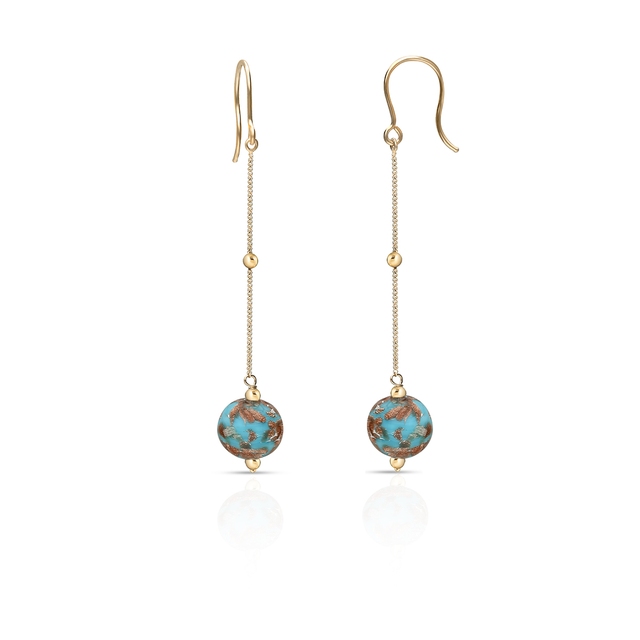 Kolczyki złote ze szkłem Murano