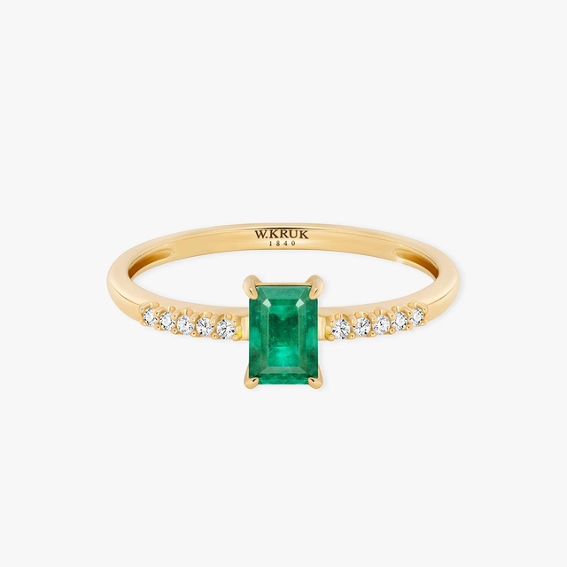 Pierścionek złoty ze szmaragdem TRIO