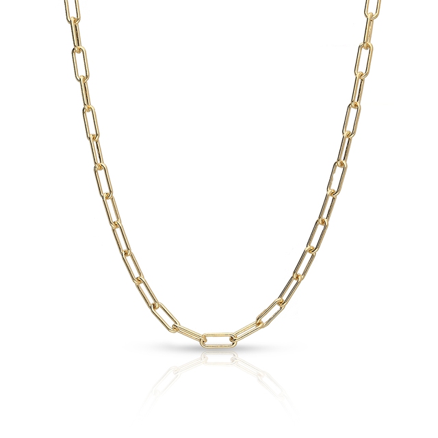 Naszyjnik srebrny pozłacany paper clip