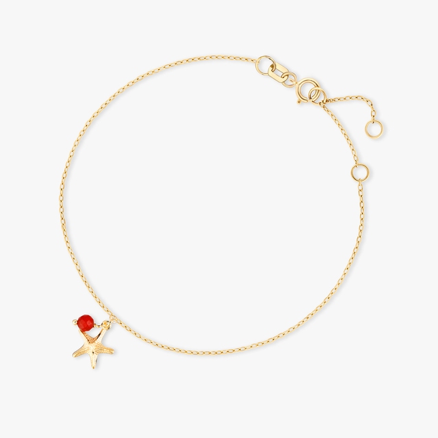 Bransoleta złota z rozgwiazdą i koralem Santorini