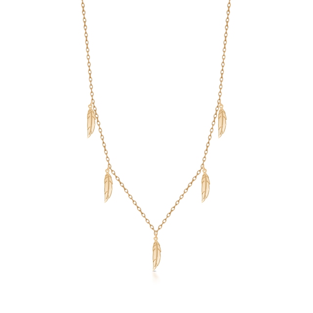 Naszyjnik złoty pióra boho