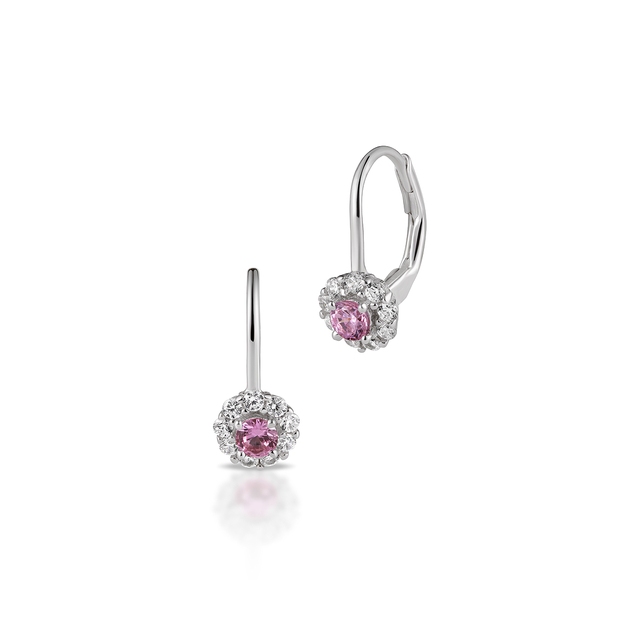 Kolczyki srebrne z różowymi cyrkoniami