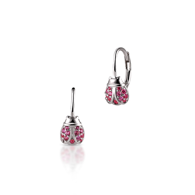 Kolczyki srebrne biedronki z cyrkoniami