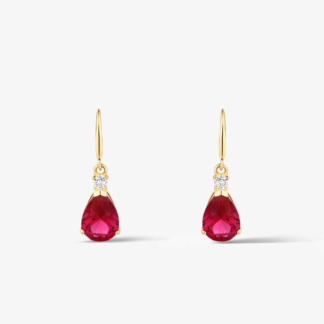 Kolczyki złote z czerwoną cyrkonią