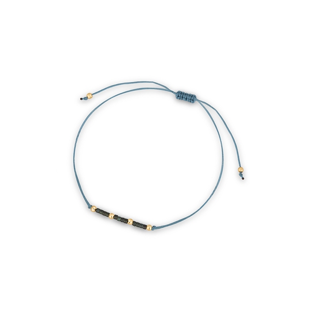 Bransoleta sznurkowa z niebieskimi koralikami