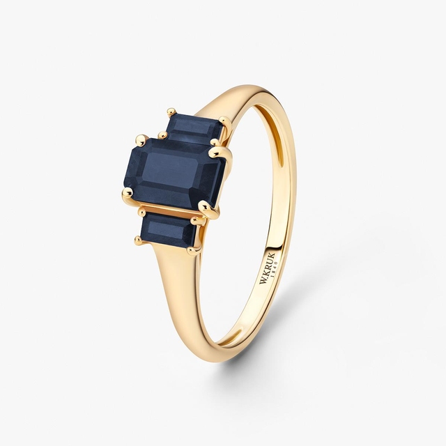 Pierścionek złoty z szafirami TRIO