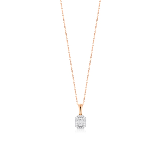 Wisiorek złoty bicolor z brylantem i diamentami