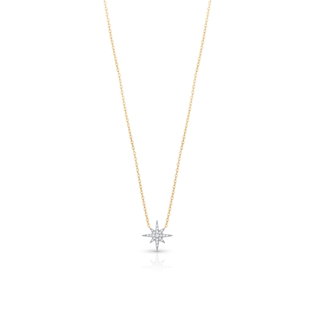 Naszyjnik złoty bicolor z diamentami gwiazda