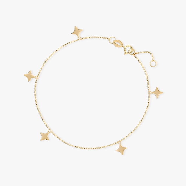 Bransoleta złota z wiszącymi gwiazdkami