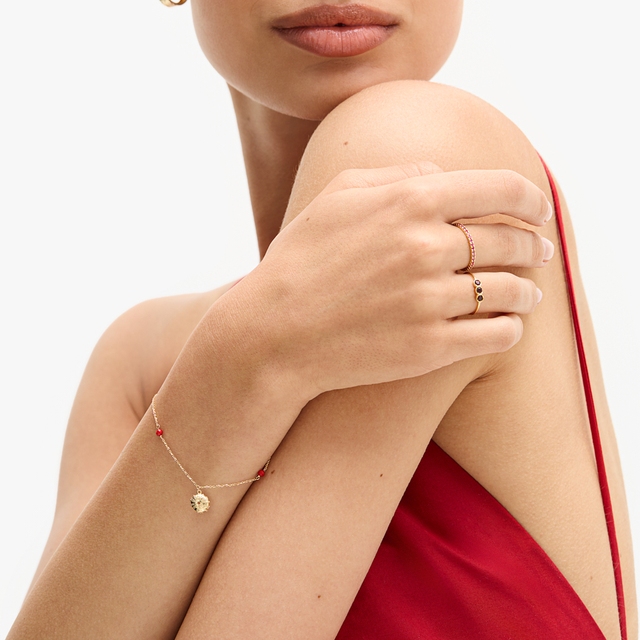 Bransoleta złota z meduzą i koralem Santorini