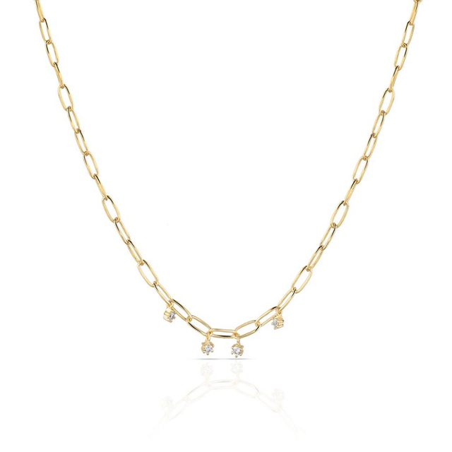 Naszyjnik srebrny pozłacany z cyrkoniami