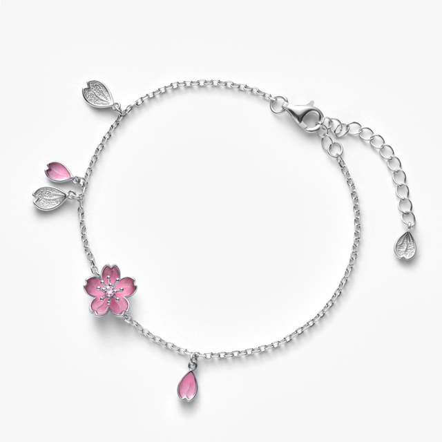 Bransoleta srebrna Kwiaty Nocy Wiśnia