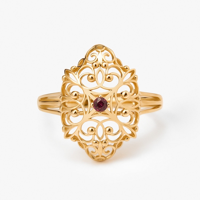 Pierścionek złoty z rodolitem Royal Star