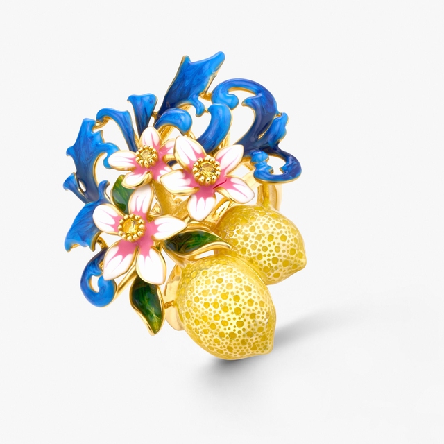 Pierścionek srebrny Kwiaty Nocy Cytrusy