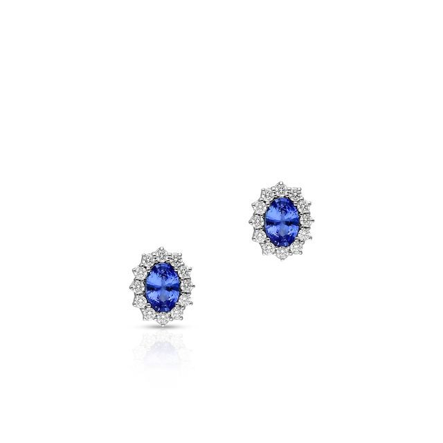Kolczyki białe złoto z brylantami i szafirem RECARLO