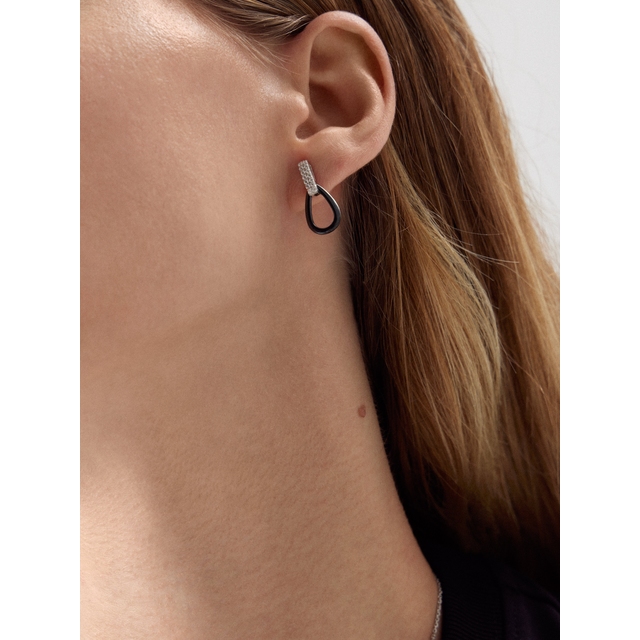 Kolczyki srebrne z czarną ceramiką